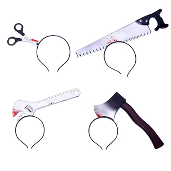 

Besegad 4PCS Halloween Bloody Horror Through Head Bleeding Headband Headbands Hairbands for Masquerade Cosplay Party Props