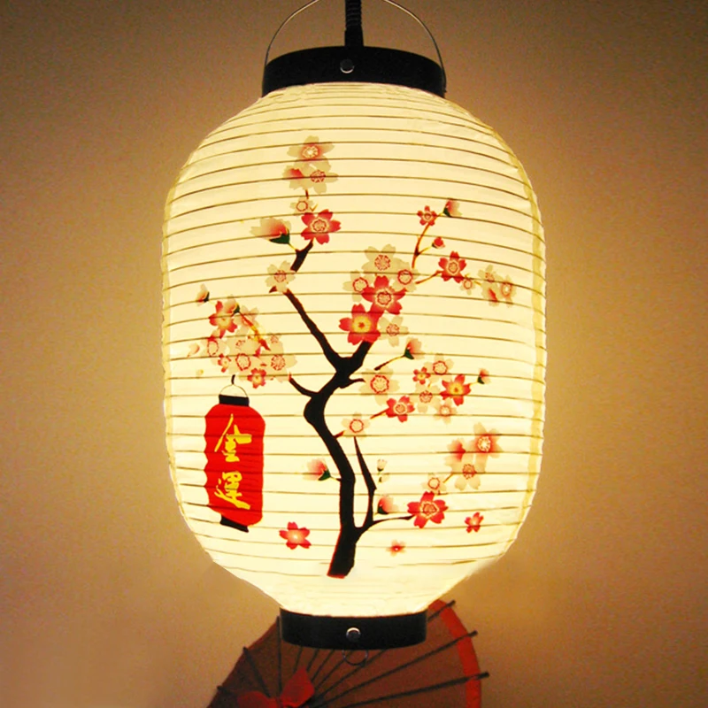 Japanese Sushi Ramen Papier Lanterne Lampes Satin Bar Style Bijou Vintage Rouge 