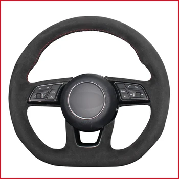 

Mewant Hand-stitched Black Suede Car Steering Wheel Cover for Audi A3 (8V) A4 (B9) Avant A5 (F5) A1 (8X) Sportback Q2 2016-2019