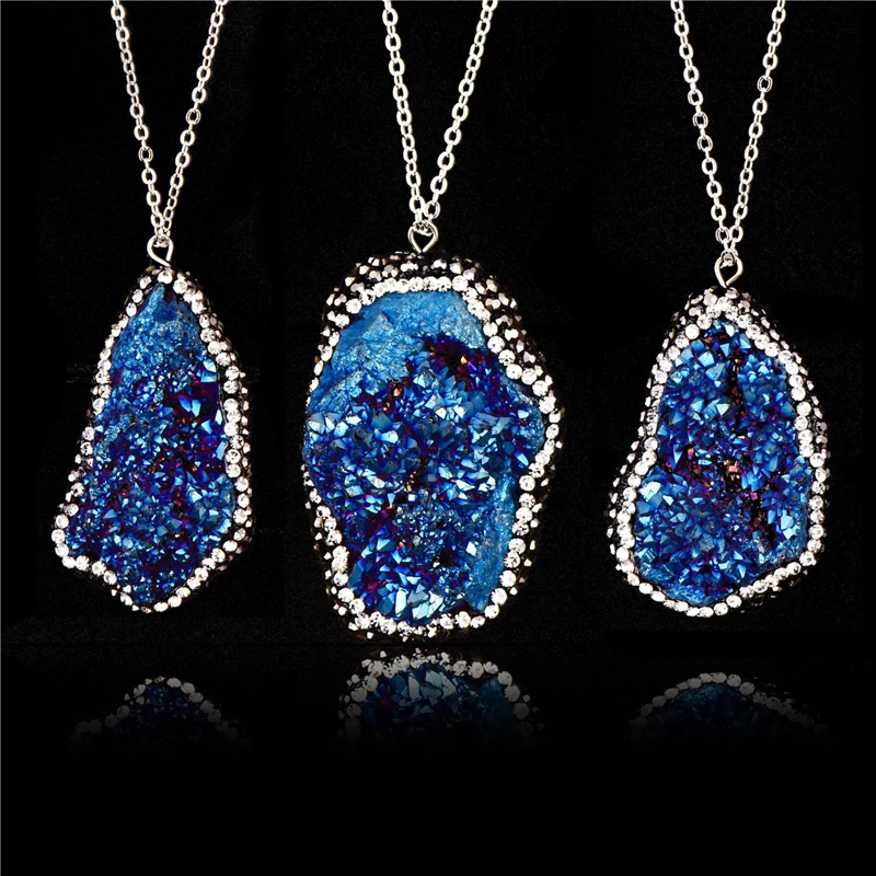 

New style Fashion Simple Geometry Mood Changing Stone Necklace Irregular Natural Crystal Raw Stone Unpolished Necklace