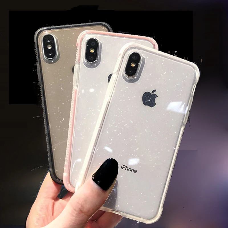 Блестящий разноцветный чехол для телефона мягкий из ТПУ Iphone 12 11 Pro XS Max X XR