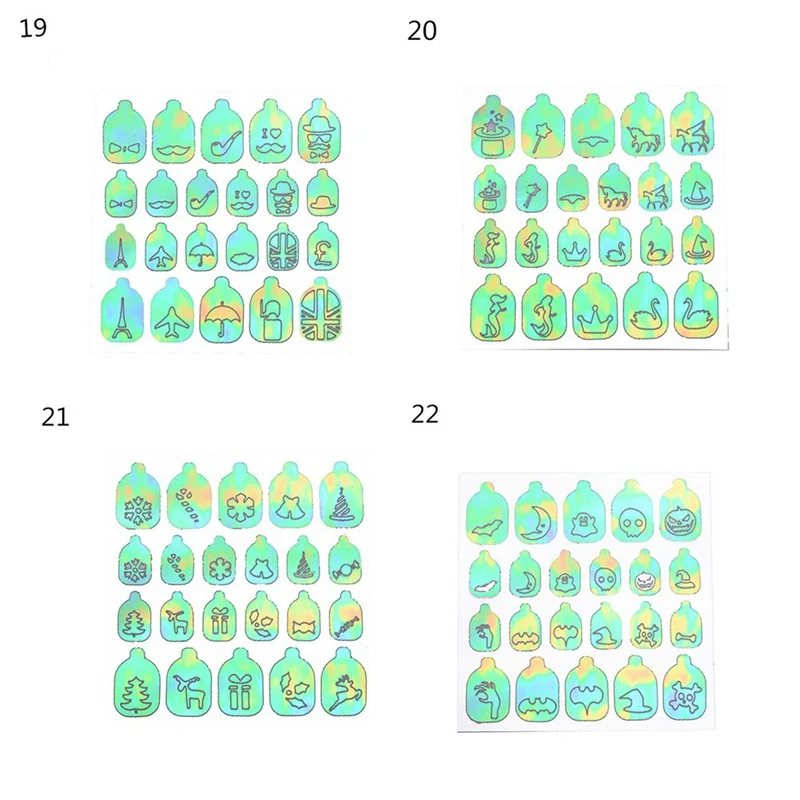 22 листа пламя Holo наклейки для ногтей винилы трафарет стикеры 3D на ногти Nail Art Наклейки маникюрные украшения