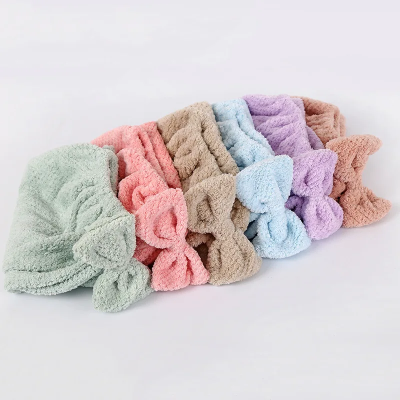 6 цветов Быстрое быстрое высыхание полотенце для волос бант мягкая Толстая Абсорбирующая шапочка для душа