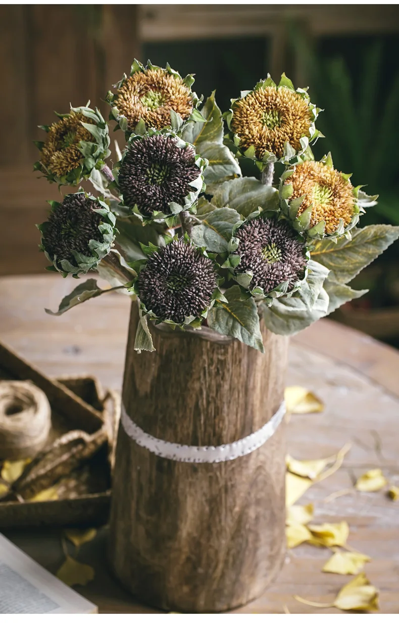 1Pcs Artificial Sunflower Fake Flower High Quality Simulation Silk Sunflower For Wedding Home Christmas Decoration QW16 (8)