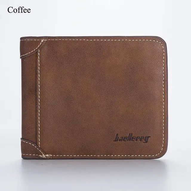 Men's Wallet Foldable Small Money Purses Leather Wallet Luxury Billfold Hipster Cowhide Credit Card/ID Holders Style B Coffee