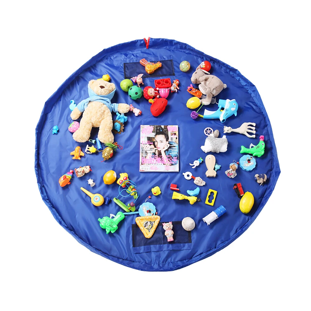 blue 50cm Двухслойная сумка для хранения Нескользящая игрушка сумка для хранения creepingковрик детские сумки Коврики для пола - Цвет: blue 50cm