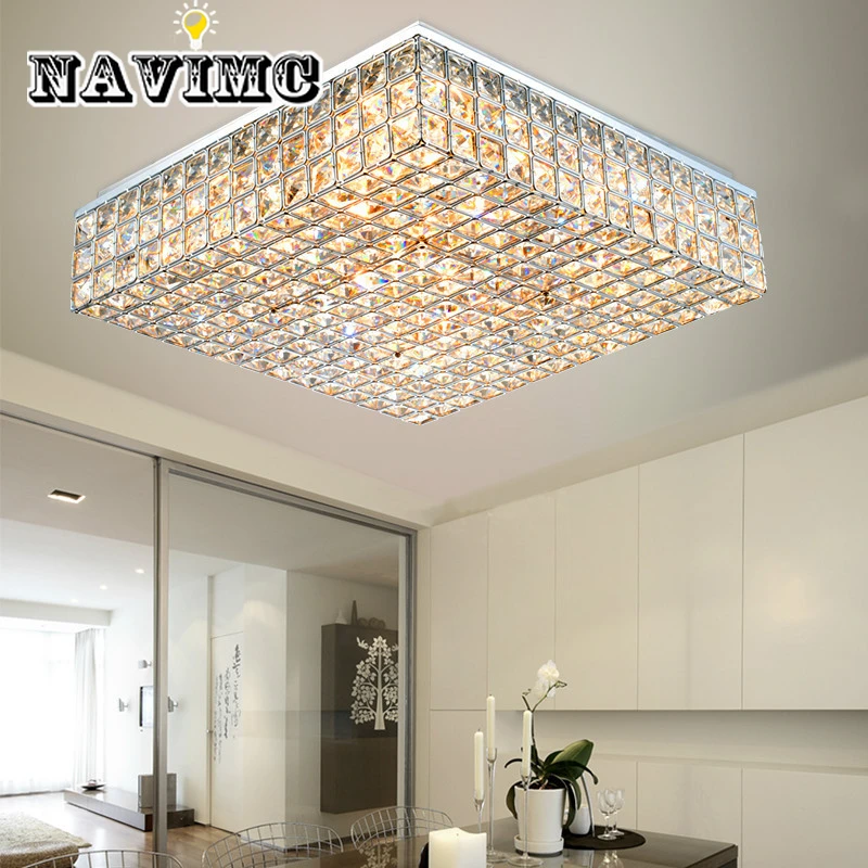 

Modern Minimalist Style Master Bedroom LED Square Crystal Ceiling Lamp