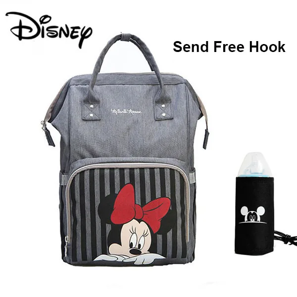 Disney классический Микки миннин серии детские пеленки сумка рюкзак с USB Мумия сумка для путешествий большой емкости материнства сумки для подгузников - Цвет: Send Hook and USB