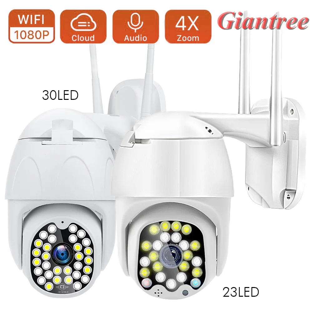 1080P PTZ WIFI камера 2MP автоматическое отслеживание водонепроницаемый CCTV Домашняя