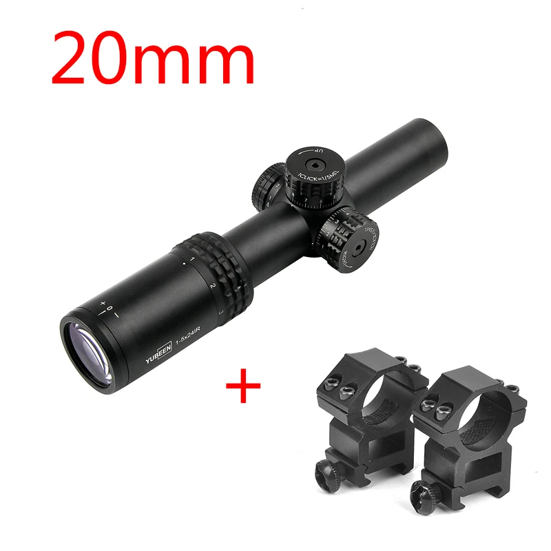 New 1-5x24 Hunting Riflescope With Red And Green Illuminated reticle sight optics scope For Hunting Scope - Цвет: 20mm