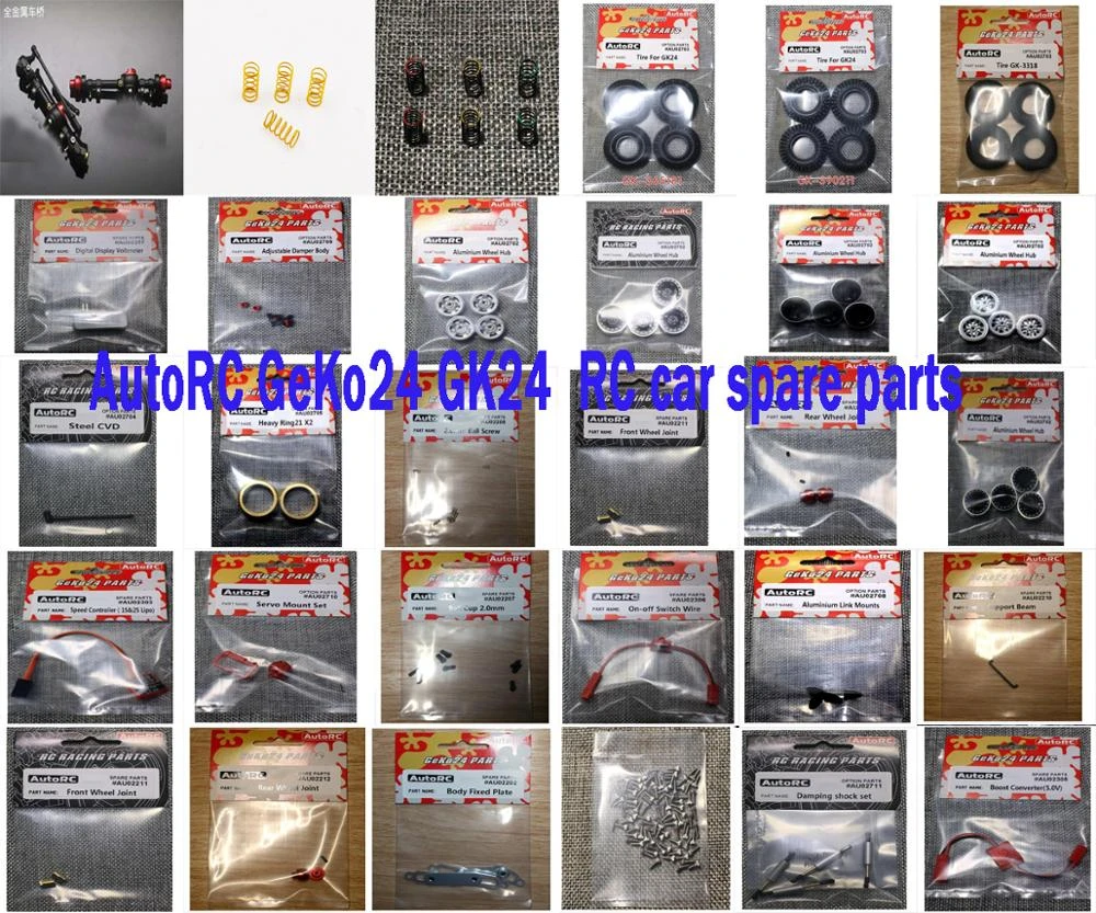 AutoRC piezas de GeKo24 GK24 1:24 para coche RC, eje delantero y trasero de Metal, resorte de choque, rueda de cubo, controlador de velocidad de junta, etc.|Partes y accesorios| - AliExpress