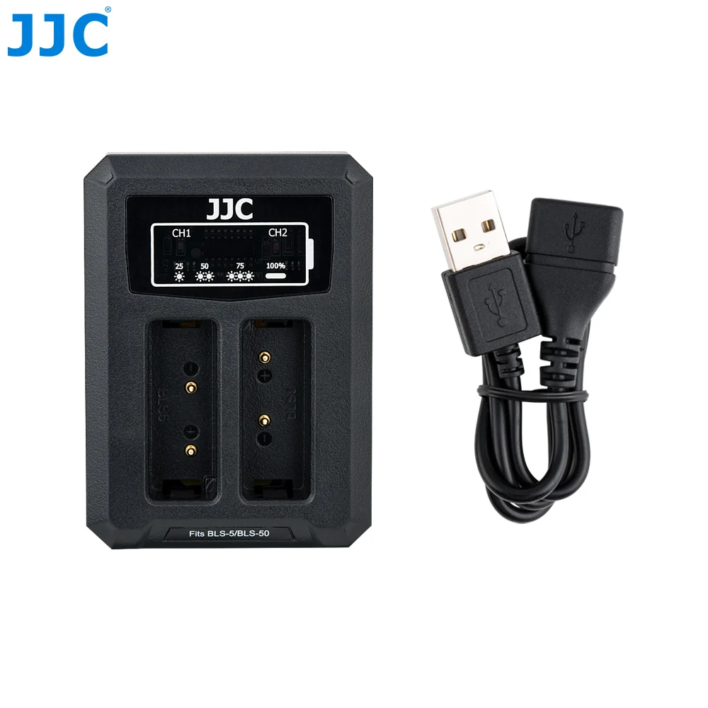 JJC USB двойной Батарея путешествия Зарядное устройство для цифровой камеры Olympus BLS-50 BLS-5 BLS-1 E-M10& Mark II III, E-PL9 E-PL8 Камера Батарея заменить BCS-5