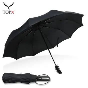 

Wind Resistant Folding Umbrella Rain Women Automatic 3Folding Umbrellas Men Parasol Travel Creative Handle 10 Ribs Paraguas Gift