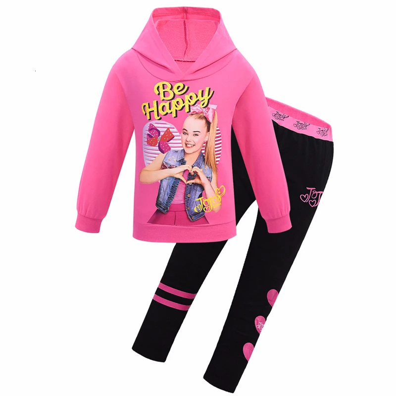 JOJO Siwa/весенне-осенние детские толстовки с капюшоном и рисунком из мультфильма; толстовки с капюшоном и длинными рукавами для девочек; леггинсы; повседневная одежда