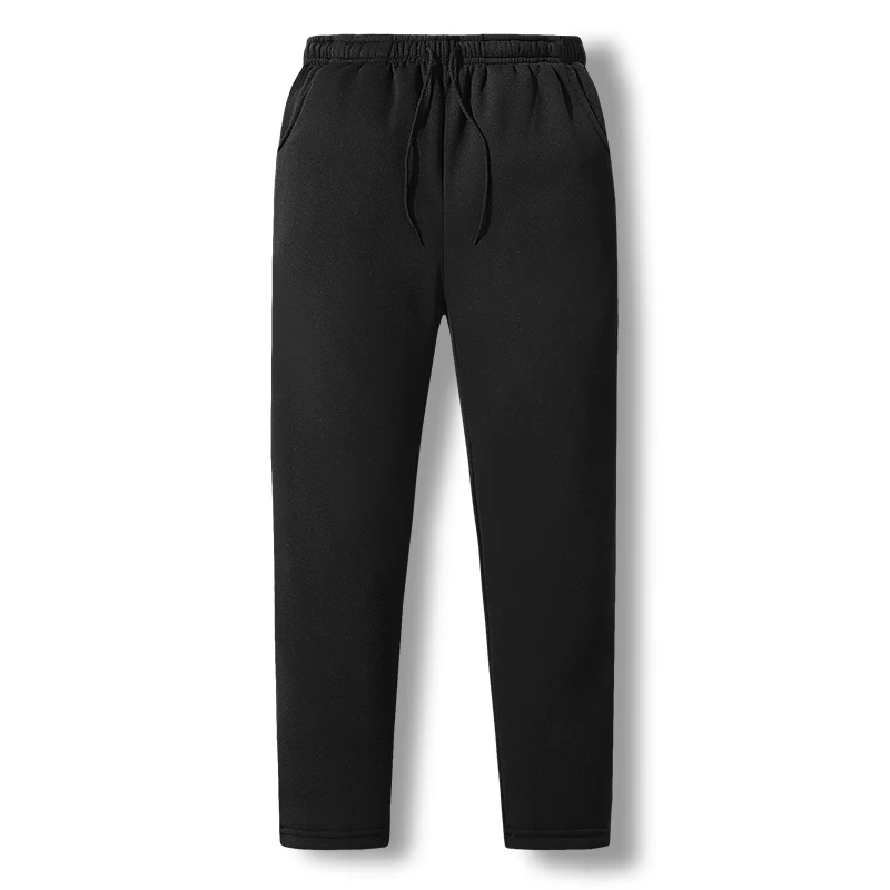 Straight Black Новинка, зимние теплые штаны для бега, флисовые Мужские штаны, 5XL, большие размеры, модные повседневные утепленные спортивные штаны, Мужская брендовая спортивная одежда, GA532 - Цвет: Straight Black