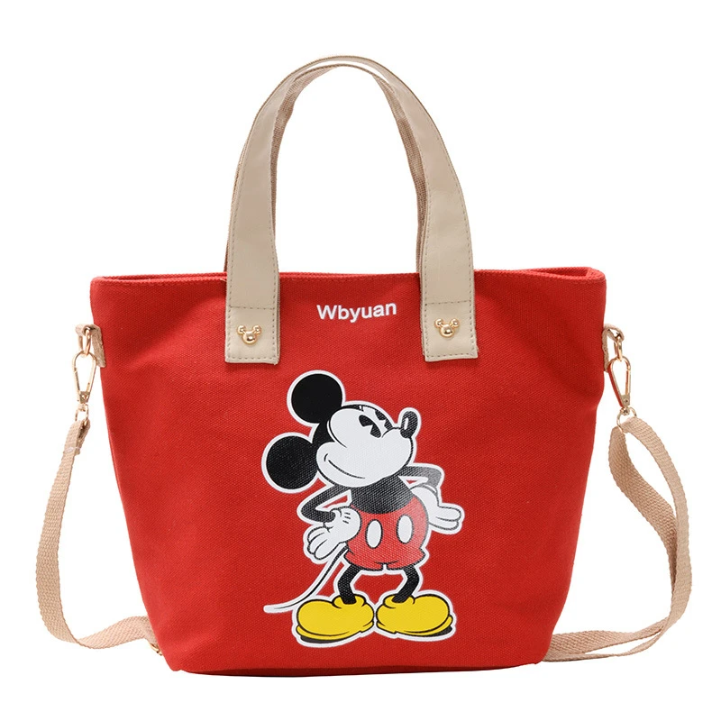 

Disney Mickey Mouse Lady Canvas Crossbody Shoulder Bag Cartoon Fashion Minnie Handbag Large Capacity Shopping + Book Bag