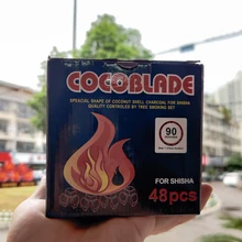 48 шт./кор. Cocoblade кокосовый угольный, из скорлупы для уголь для кальяна быстрое освещение ожога даже длительная длительность уголь