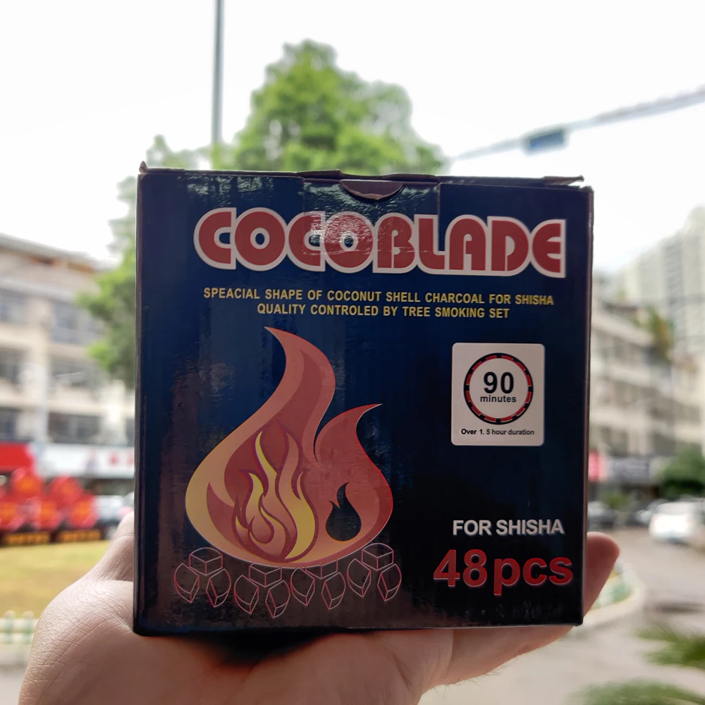 

48pcs/box Cocoblade Coconut Shell Charcoal for Shisha Hookah Charcoal Quick-lighting Burn Even Lasting Long Duration Charcoal