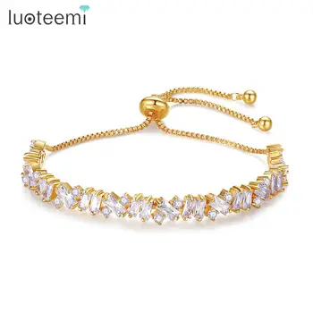 

LUOTEEMI Multicolor Irregular Cubic Zircon Bracelets for Women Stackable Tennis Bracelet Shiny Fashion Jewelry Gift Bijoux