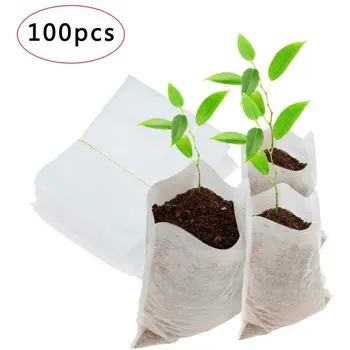 

100 pcs/set Non-woven nursery bag Seedling Plants Organic Biodegradable Fabric Eco-friendly Ventilate Growing Planting Bags