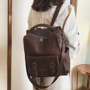 

2020 new women's shoulder bag anti-theft school bag multifunctional double zipper large capacity leisure travel backpack