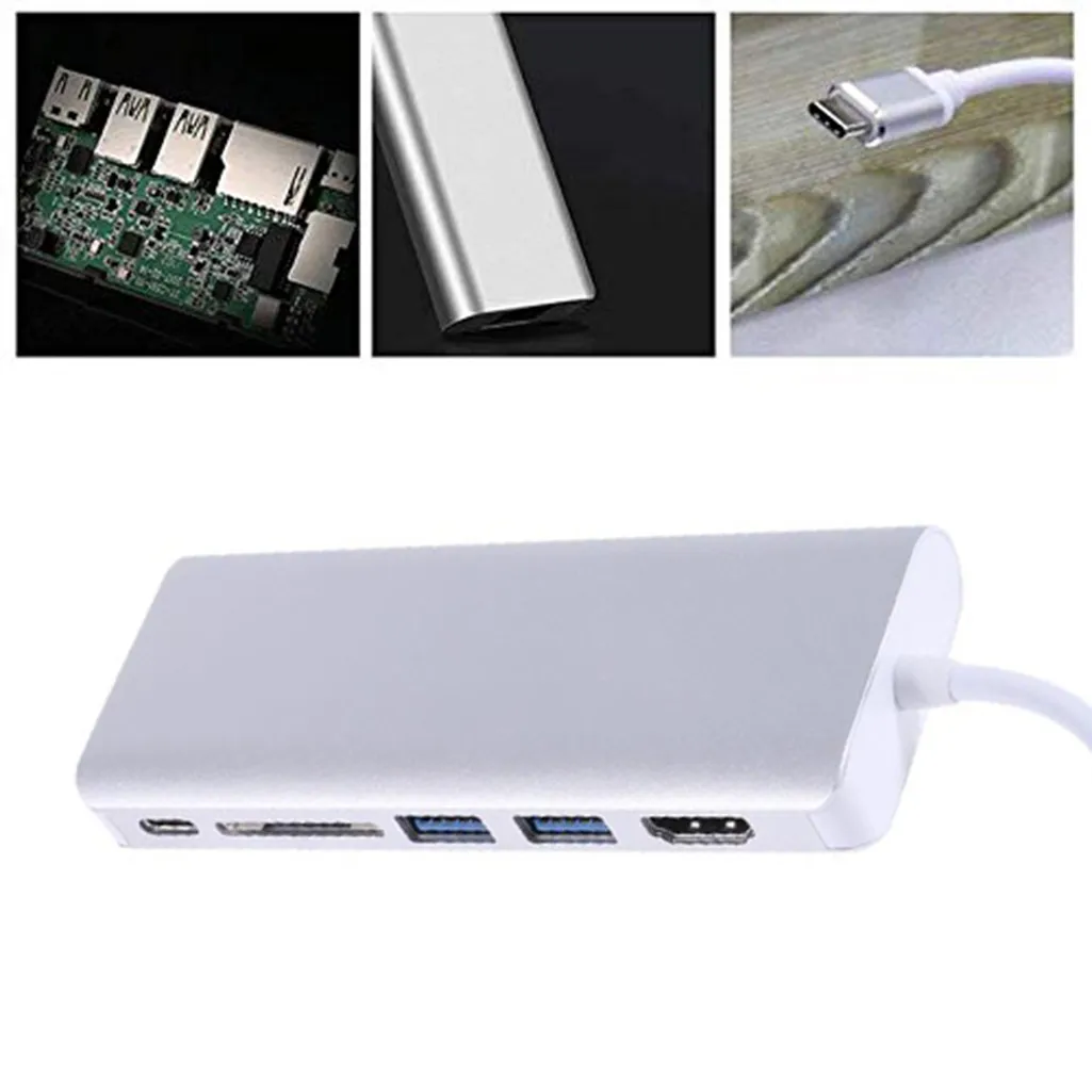 Компьютерные периферийные устройства 6 в 1 концентратор Usb Type C Hdmi 4k Usb C концентратор для Gigabit Ethernet Rj45 Lan адаптер коммутация#19