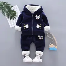 Ensemble de vêtements épais pour bébé garçon, 2 pièces, sweat à capuche + pantalon, peluche chaude, haut de gamme, automne hiver
