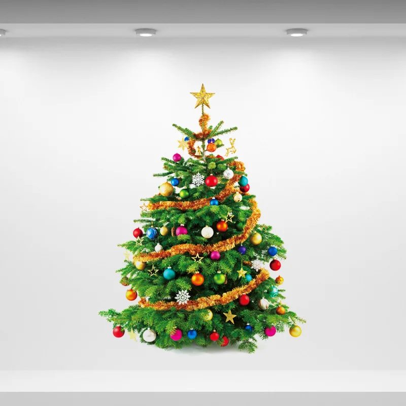 New Christmas Tree Wall Stickers for Living Room Kids Room Home Decoration Wall Decals for Glass Window Shop Showcase Home Decor
