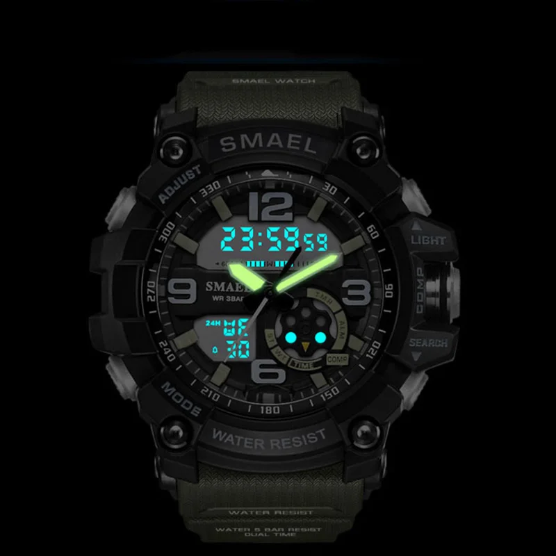 SMAEL, модные спортивные часы S Shock, мужские водонепроницаемые спортивные наручные часы, цифровые часы, кварцевые часы, светодиодный часы 1617