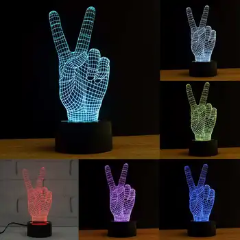 

Hand Victory Sign 3D LED Night Light 7 Color Touch Visual Lamp Decoration Desktop Lamp Home Kids Room Led Light Lamp