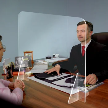 

JEYL 40X40cm Sneeze Guard, Transparent Counter Protective Sn Portable Counter Shield for Store Retail Office(Thick m)