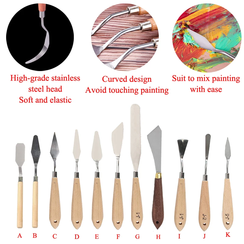 11Pcs Palette Texture Scraper Drawer artist Painter watercolor Pigment Scrape Student Tool Paint Art Oil Mix Draw Spatula