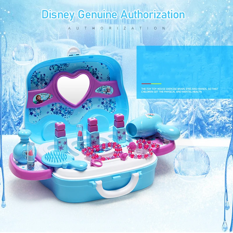 Disney girls princess frozen Dressing makeup toy set kids Beauty toys Children's simulation dressing table Fashion Toys 2