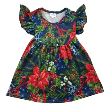 

pretty custom design RTS little girl summer pearl sleeve dress floral milk silk dress