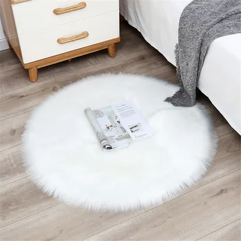 

Big Round Carpet White Fluffy Furry Rug Soft Artificial Wool For Bedroom Carpet Living Mat Rug Sheepskin Room Shaggy Floor