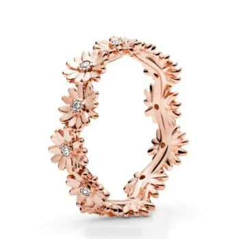 

Original 925 Sterling Silver Ring Rose Sparkling Daisy Flower Crown Ring For Women Wedding Party Gift Fashion Jewelry
