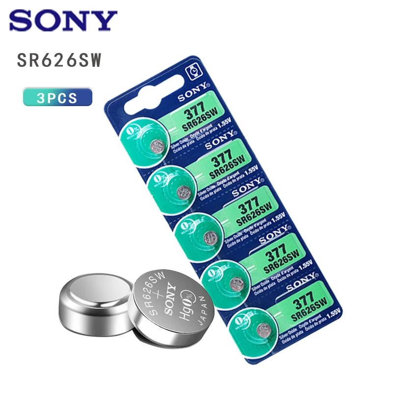 5 unids/lote Original Sony 1,55 V AG4 377A 377 LR626 SR626SW SR66 LR66 botón Ver Batería óxido de plata hecho en Japón