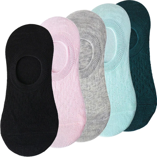 10 pieces = 5 pairs Women Invisible Solid Color Socks Slippers Ladies Polyester Cotton Non-slip Silicone Ankle Socks skarpetki 5 pairs 01