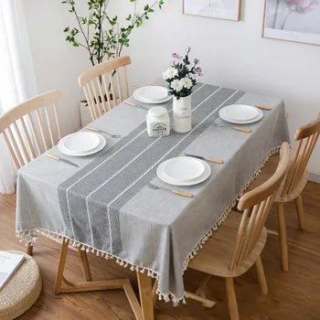 

Japanese Cotton and Linen Tablecloth Literary Round Table Coffee Table Dining Table Cloth Rectangular Small Fresh and Waterproof