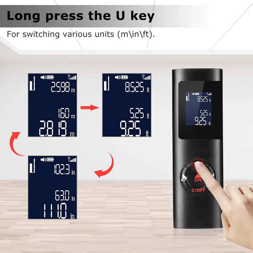 LAMEZIA Mini Portable Handheld 40M Smart Digital Laser Rangefinder DistanceMeter USB Charging Distance Measuring Range Finder LAMEZIA Mini Portable Handheld 40M Smart Digital Laser Rangefinder DistanceMeter USB Charging Distance Measuring Range Finder