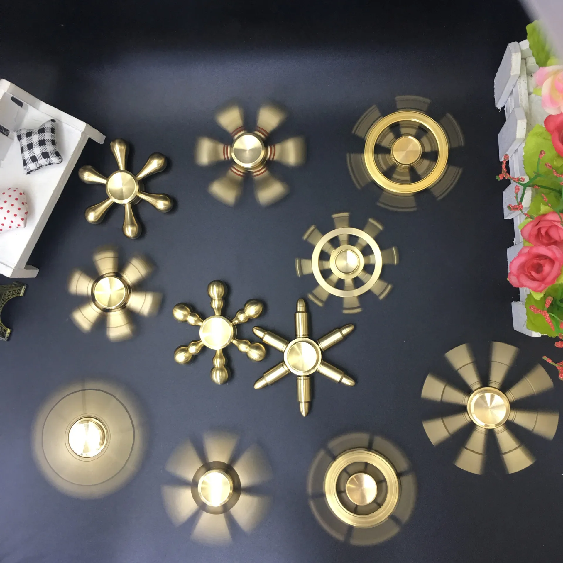 Fine Copper Series Bullets Six-Arm Jingang Adult Decompression Superhuman Toy Colorful Finger Fingertip EDC Spinner
