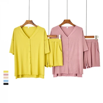 

Elasticity Free Cut Lace Modal Pajamas Female Ice Silk V-Neck Sweet Cute Vest Pijama Lounge Intimate Lingerie Home Service Suit