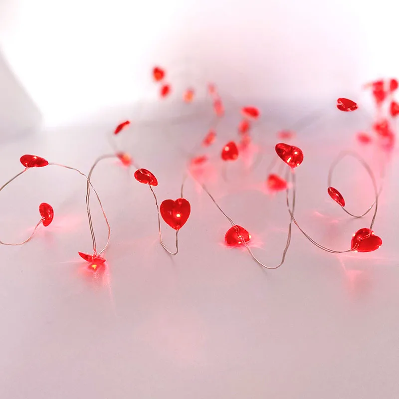 

40LED Heart String Lights Valentines Day Red Fairy Light Battery Operated for Wedding Anniversary Engagement Date Party Decor