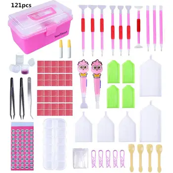 

HobbyLane 121Pcs Pens + Storage Box Tools Set for DIY 5D Diamond Embroidery Crafts