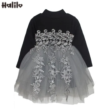 

Halilo 2019 Winter Girls Long Sleeve Dress Plus Velvet Warm Children Clothing Turtleneck Toddler Girl Tutu Dresses