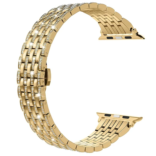 gold Роскошный алмаз ремешок для наручных часов Apple watch, версии 40 мм, 38 мм, версия 5/4/3/2/1 наручных часов iwatch, ремешок 40 мм, 38 мм, 42 мм, 44 мм браслет из нержавеющей стали - Цвет ремешка: gold
