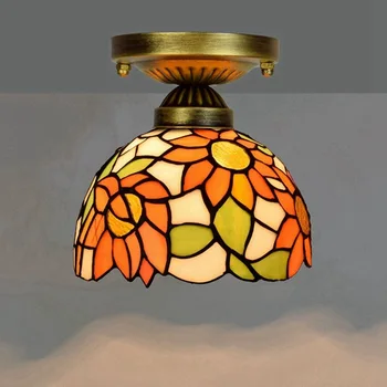 

Ou 8 inches 20 cm tiffany stained glass corridor corridor balcony small dome light sunflower glass lamp