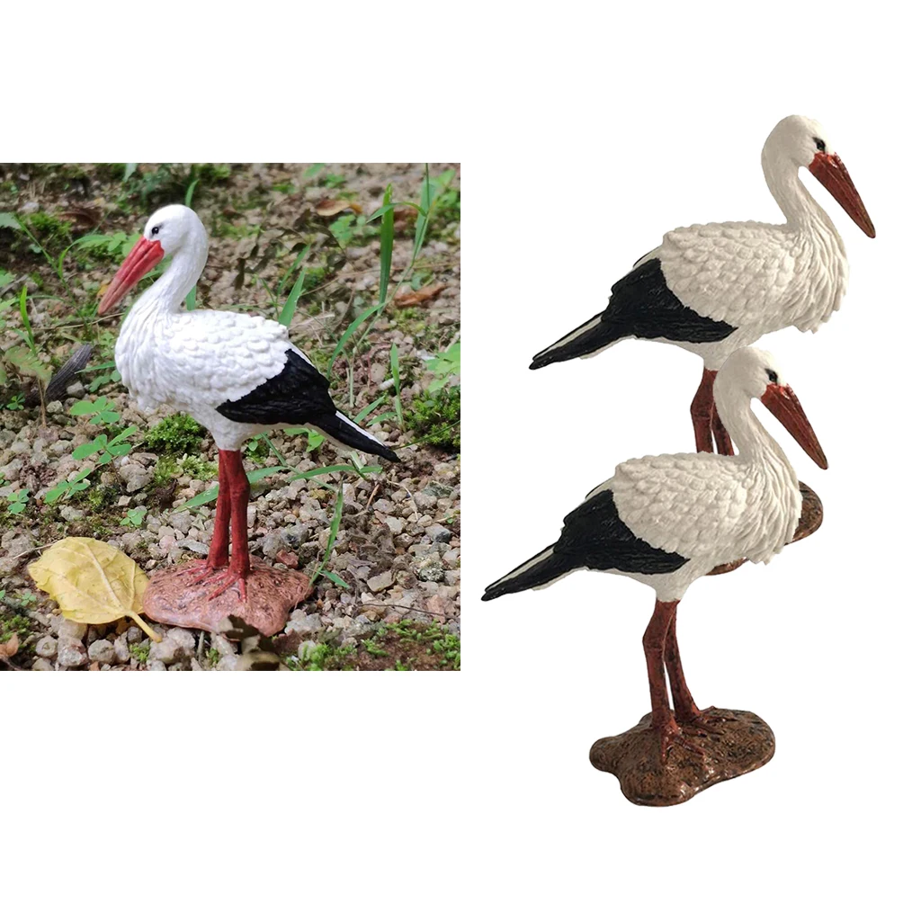 Set of 2 Crane Garden Statues, Durable Outdoor Sculptures Make Great Home Decor