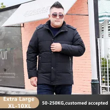 Зимняя мужская куртка на утином пуху с капюшоном, черные пальто большого размера плюс 7XL 8XL 9XL 10XL, одежда с капюшоном на заказ, мужские толстые парки