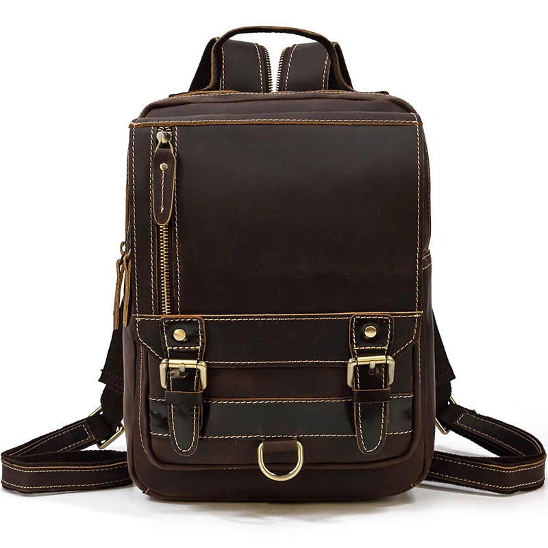 Men’s Convertible Cowhide Small Leather Sling Bag